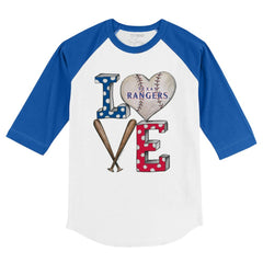 Texas Rangers Tiny Turnip Youth Baseball Love 3/4-Sleeve Raglan T-Shirt | MLB New