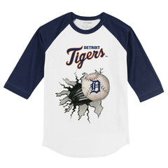 Detroit Tigers Tiny Turnip Youth Baseball Tear 3/4-Sleeve Raglan T-Shirt | MLB New
