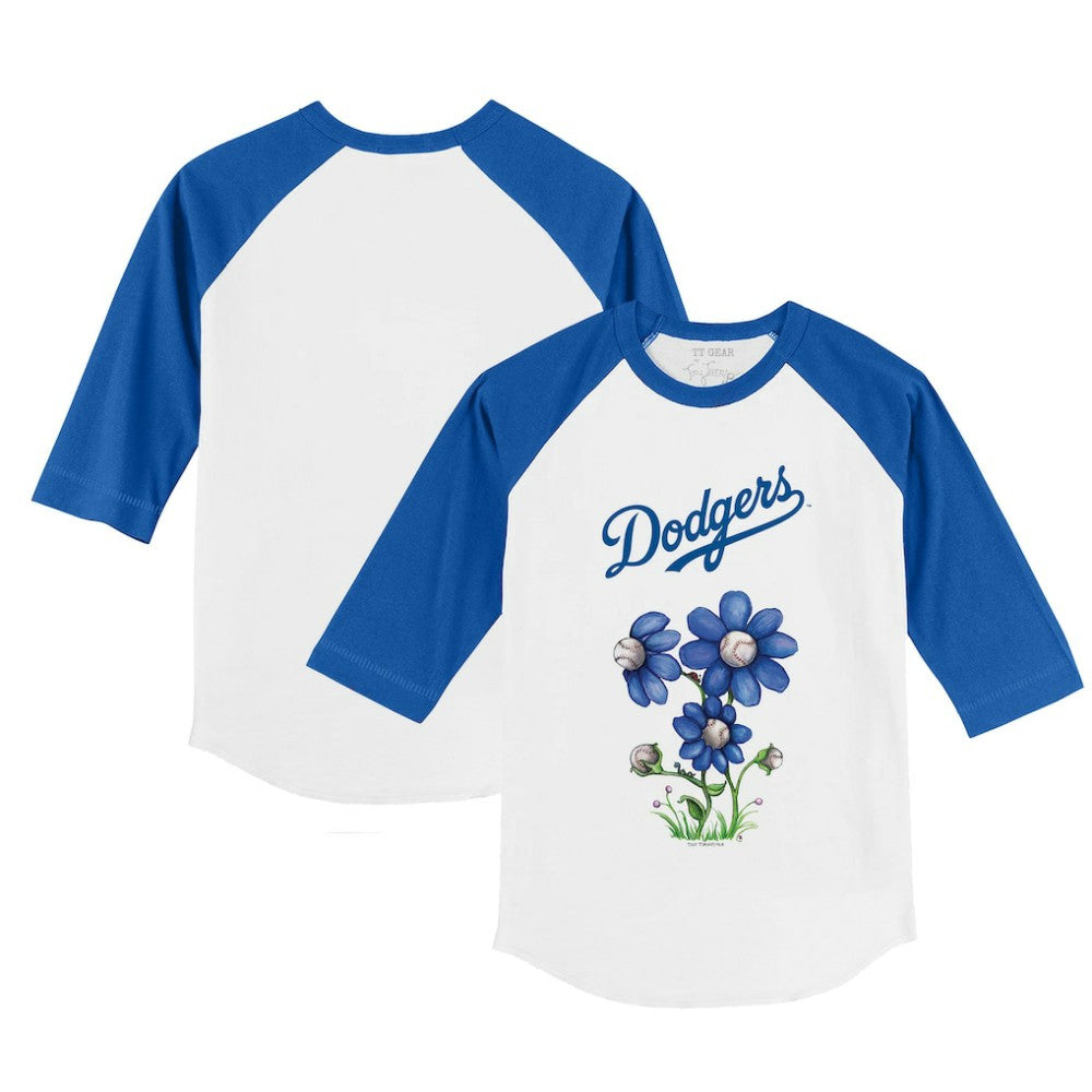 Los Angeles Dodgers Tiny Turnip Youth Blooming Baseballs 3/4-Sleeve Raglan T-Shirt | MLB Sale