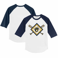 Milwaukee Brewers Tiny Turnip Youth Diamond Cross Bats 3/4-Sleeve Raglan T-Shirt | MLB Shop