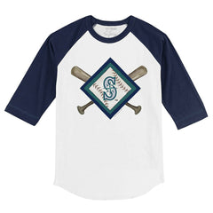 Seattle Mariners Tiny Turnip Youth Diamond Cross Bats 3/4-Sleeve Raglan T-Shirt | MLB Outlet