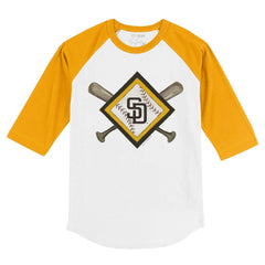 San Diego Padres Tiny Turnip Youth Diamond Cross Bats 3/4-Sleeve Raglan T-Shirt | MLB Sale