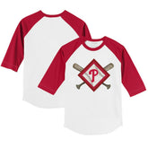 Philadelphia Phillies Tiny Turnip Youth Diamond Cross Bats 3/4-Sleeve Raglan T-Shirt | MLB New