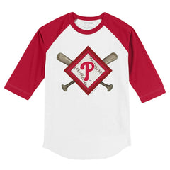 Philadelphia Phillies Tiny Turnip Youth Diamond Cross Bats 3/4-Sleeve Raglan T-Shirt | MLB New
