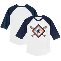 Detroit Tigers Tiny Turnip Youth Diamond Cross Bats 3/4-Sleeve Raglan T-Shirt | MLB New