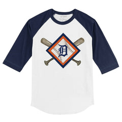 Detroit Tigers Tiny Turnip Youth Diamond Cross Bats 3/4-Sleeve Raglan T-Shirt | MLB New