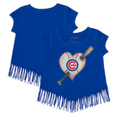 Chicago Cubs Tiny Turnip Girls Youth Heart Bat Fringe T-Shirt | MLB Online