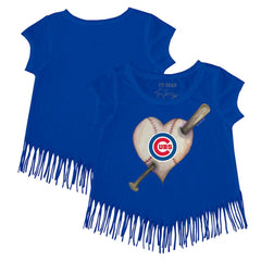 Chicago Cubs Tiny Turnip Girls Youth Heart Bat Fringe T-Shirt | MLB Online