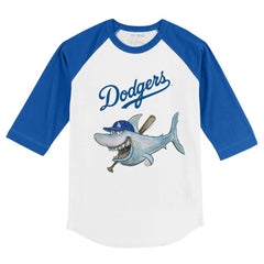 Los Angeles Dodgers Tiny Turnip Youth Shark 3/4-Sleeve Raglan T-Shirt | MLB US