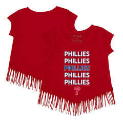 Philadelphia Phillies Tiny Turnip Girls Youth Stacked Fringe T-Shirt | MLB Online