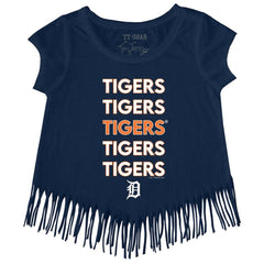 Detroit Tigers Tiny Turnip Girls Youth Stacked Fringe T-Shirt | MLB US