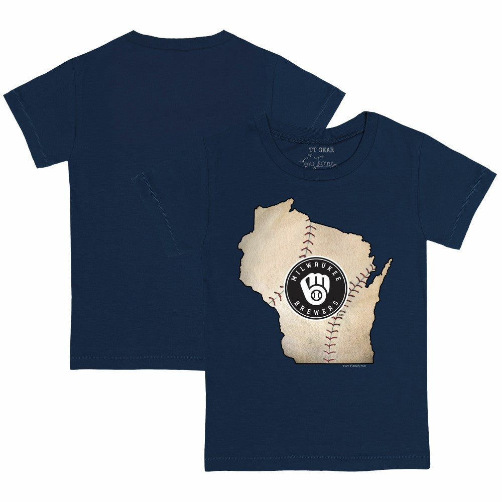 Milwaukee Brewers Tiny Turnip Youth State Outline T-Shirt | MLB Sale