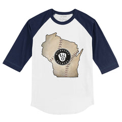 Milwaukee Brewers Tiny Turnip Youth State Outline 3/4-Sleeve Raglan T-Shirt | MLB Discount