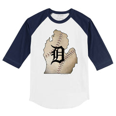Detroit Tigers Tiny Turnip Youth State Outline 3/4-Sleeve Raglan T-Shirt | MLB Online