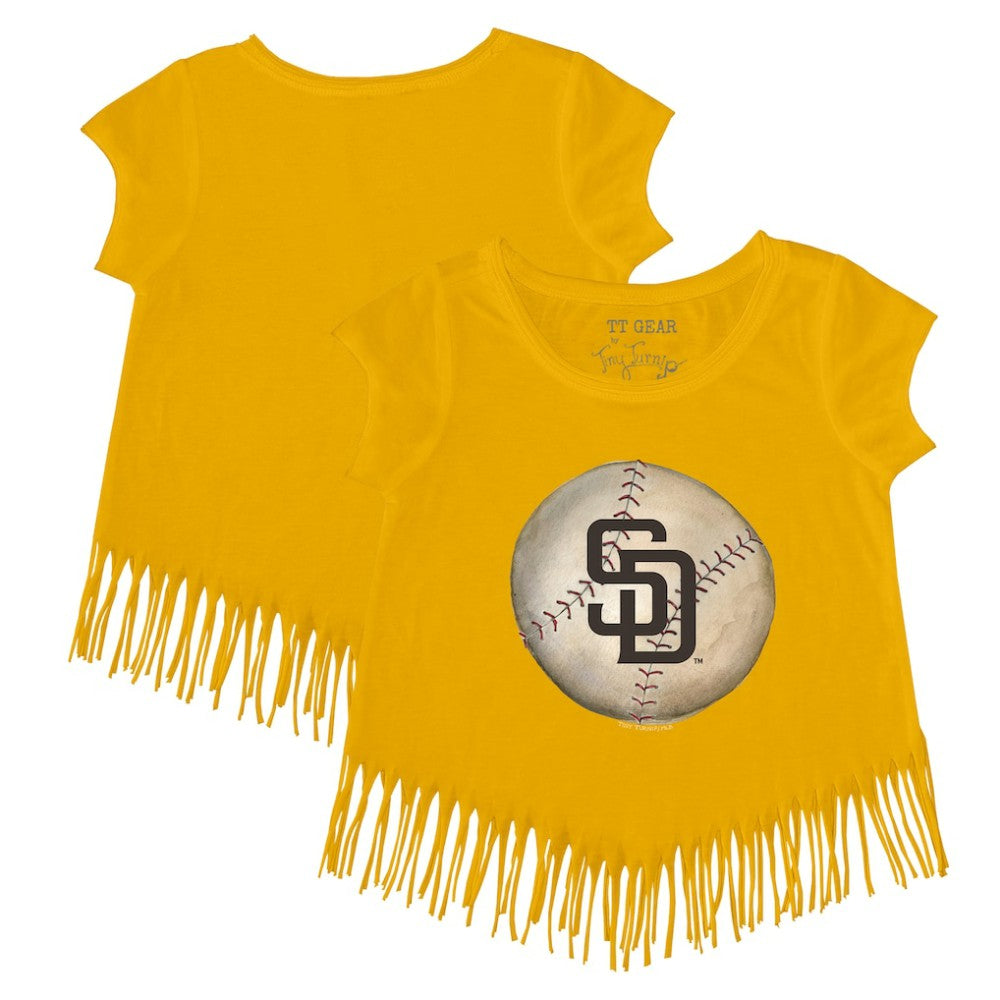 San Diego Padres Tiny Turnip Girls Youth Stitched Baseball Fringe T-Shirt | MLB US