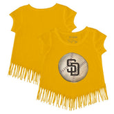 San Diego Padres Tiny Turnip Girls Youth Stitched Baseball Fringe T-Shirt | MLB US