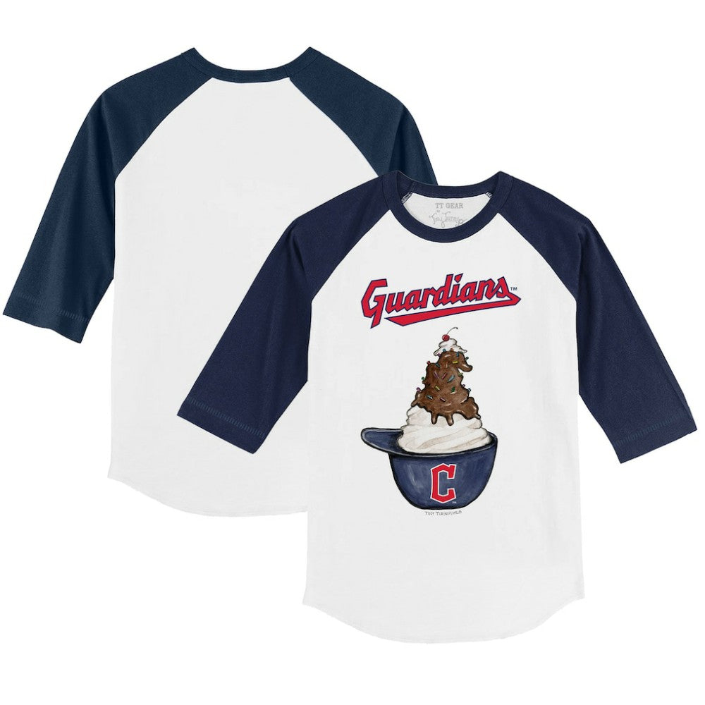 Cleveland Guardians Tiny Turnip Youth Sundae Helmet 3/4-Sleeve Raglan T-Shirt | MLB Online