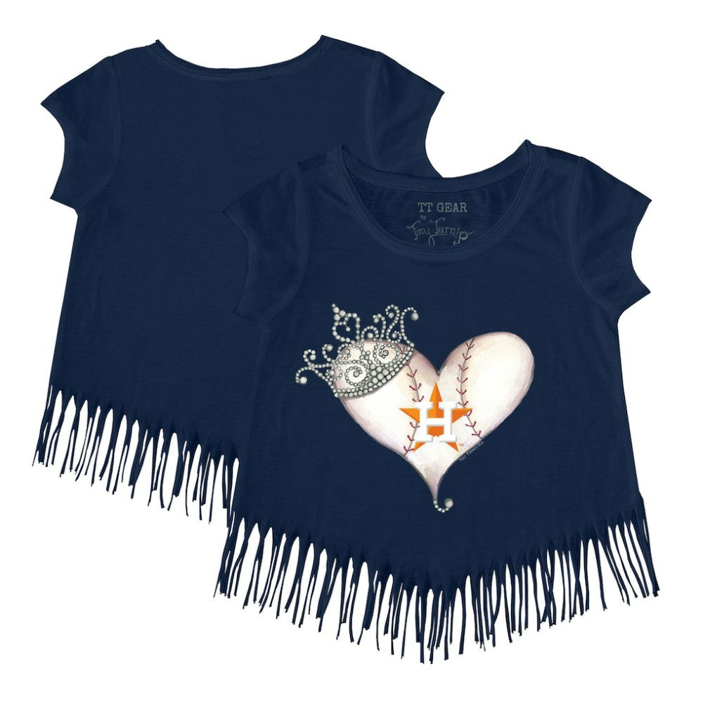 Houston Astros Tiny Turnip Girls Youth Tiara Heart Fringe T-Shirt | MLB For sale