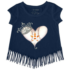 Houston Astros Tiny Turnip Girls Youth Tiara Heart Fringe T-Shirt | MLB For sale