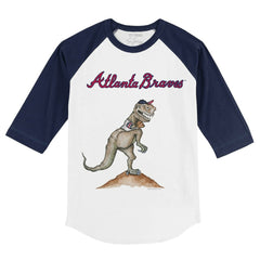 Atlanta Braves Tiny Turnip Youth TT Rex 3/4-Sleeve Raglan T-Shirt | MLB New