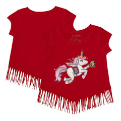 Boston Red Sox Tiny Turnip Girls Youth Unicorn Fringe T-Shirt | MLB On Sale
