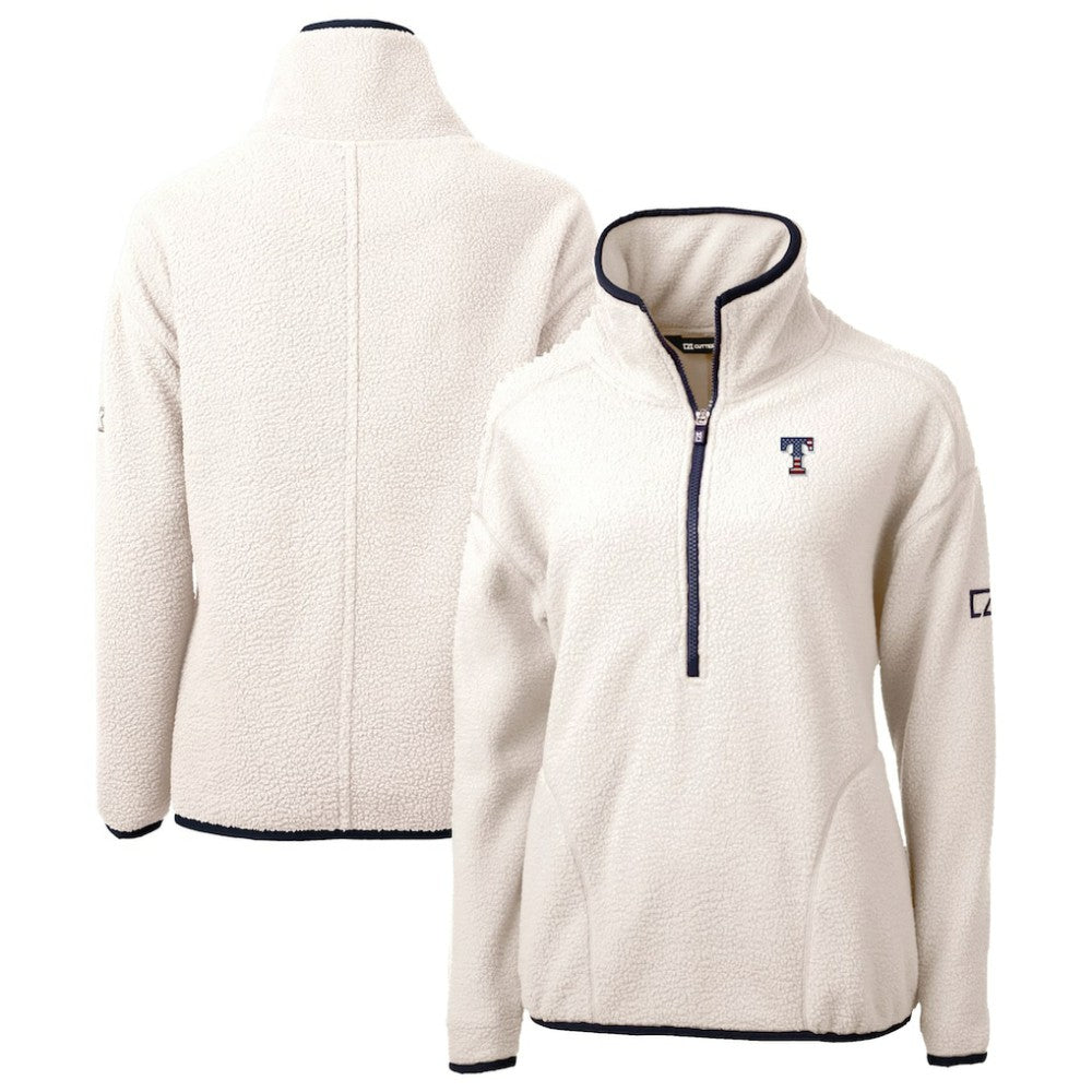 Texas Rangers Cutter & Buck Women's Americana Logo Cascade Eco Sherpa Fleece Half-Zip Pullover Jacket | MLB Discount