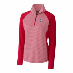 Boston Red Sox Cutter & Buck Women's Americana Logo Forge Tonal Stripe Stretch Half-Zip Pullover Top | MLB New