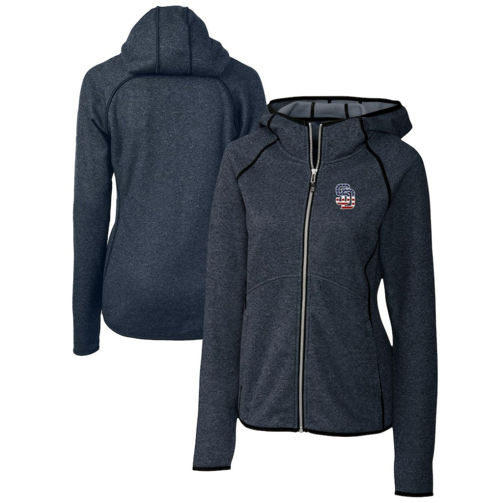 San Diego Padres Cutter & Buck Women's Americana Logo Mainsail Sweater-Knit Full-Zip Hoodie | MLB Online