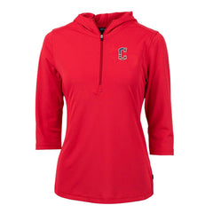 Cleveland Guardians Cutter & Buck Women's Americana Logo DryTec Virtue Eco Pique Recycled Half-Zip Pullover Hoodie | MLB New