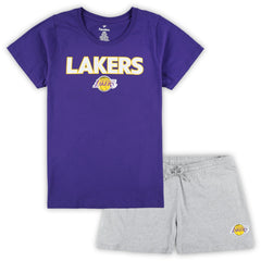 Los Angeles Lakers Women's Plus Size T-Shirt & Shorts Combo Set Online