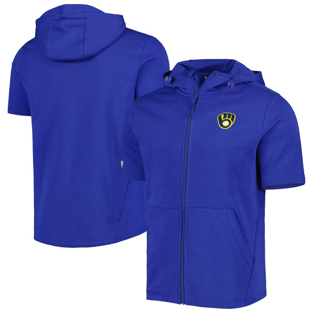 Milwaukee Brewers Levelwear Recruit Full-Zip Short Sleeve Hoodie | MLB Outlet