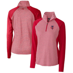 Minnesota Twins Cutter & Buck Women's DryTec Forge Tonal Stripe Stretch Half-Zip Top | MLB Sale
