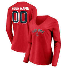Boston Red Sox Women's Cooperstown Collection Personalized Winning Streak Long Sleeve V-Neck T-Shirt | MLB Sale