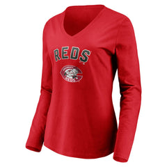 Cincinnati Reds Women's Cooperstown Collection Personalized Winning Streak Long Sleeve V-Neck T-Shirt | MLB US