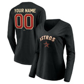 Houston Astros Women's Personalized Cooperstown Collection Alternate Winning Streak Long Sleeve V-Neck T-Shirt | MLB US