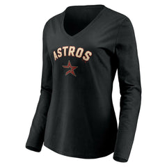 Houston Astros Women's Personalized Cooperstown Collection Alternate Winning Streak Long Sleeve V-Neck T-Shirt | MLB US