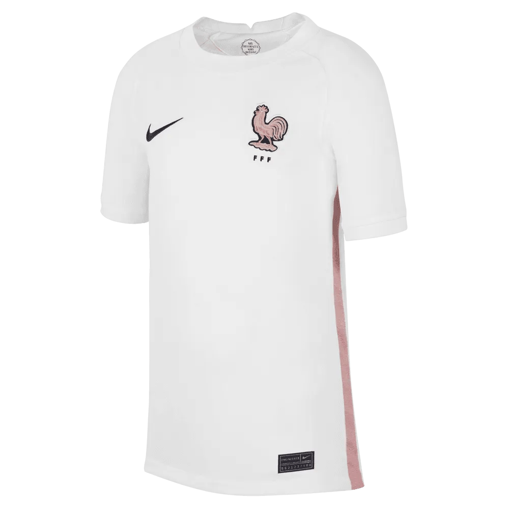 2022-23 France Away Youth Soccer Jersey White-Pink Glaze-Blue - Nike