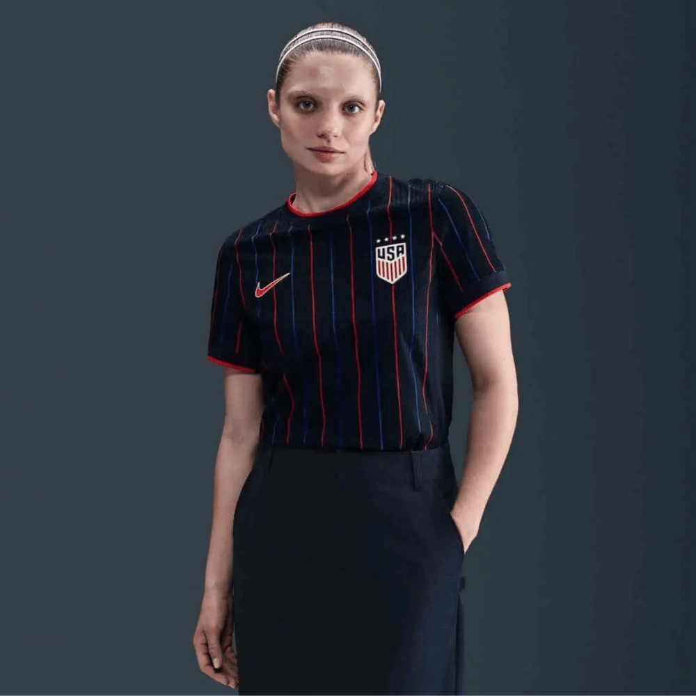 2025 USA Women's 4-Star Authentic Away Soccer Jersey Obsidian/Challenge Red/Challenge Red - Nike