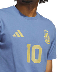 2026 Argentina Men's Messi Name And Number Tee Crew Blue - Adidas