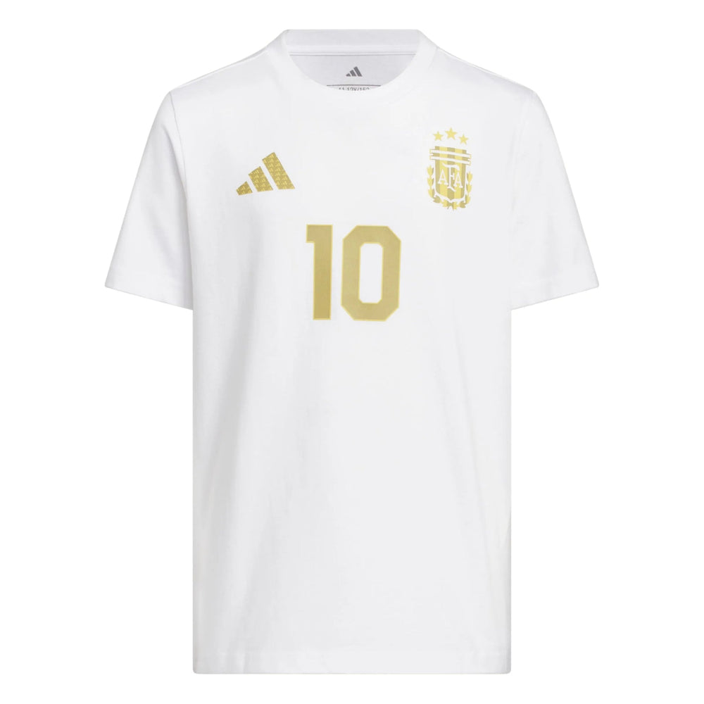 2026 Argentina Youth Messi Name And Number Tee White - Adidas