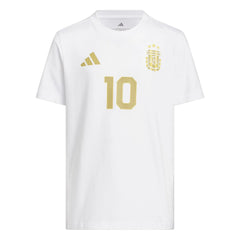 2026 Argentina Youth Messi Name And Number Tee White - Adidas