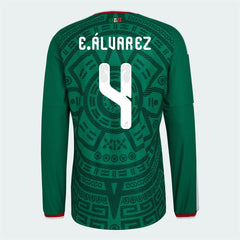 2026 Mexico Men's Authentic Home Long-Sleeve Soccer Jersey Bold Green - Adidas