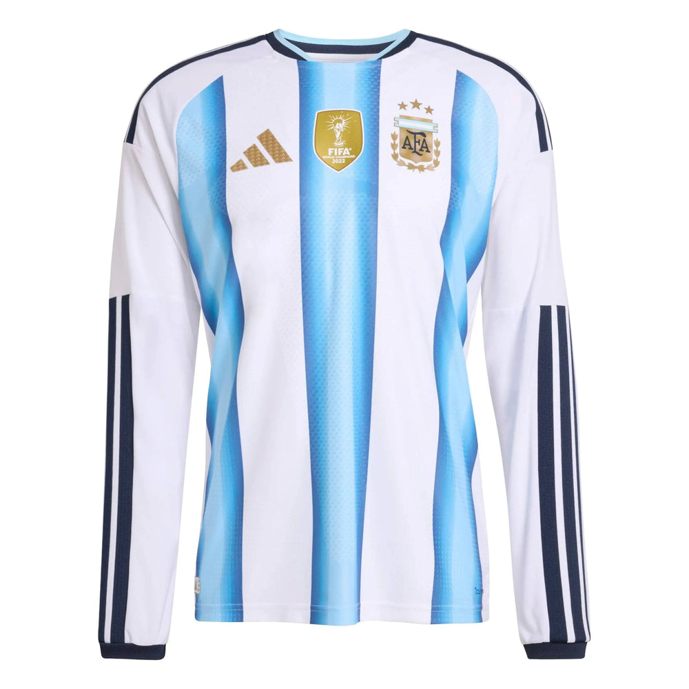 2026 Argentina Men's Authentic Home Long-Sleeve Soccer Jersey White / Icey Blue / Light Blue - Adidas
