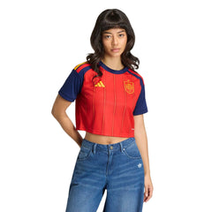 2026 Spain Women's Stadium Home Cropped Soccer Jersey Vivid Red - Adidas