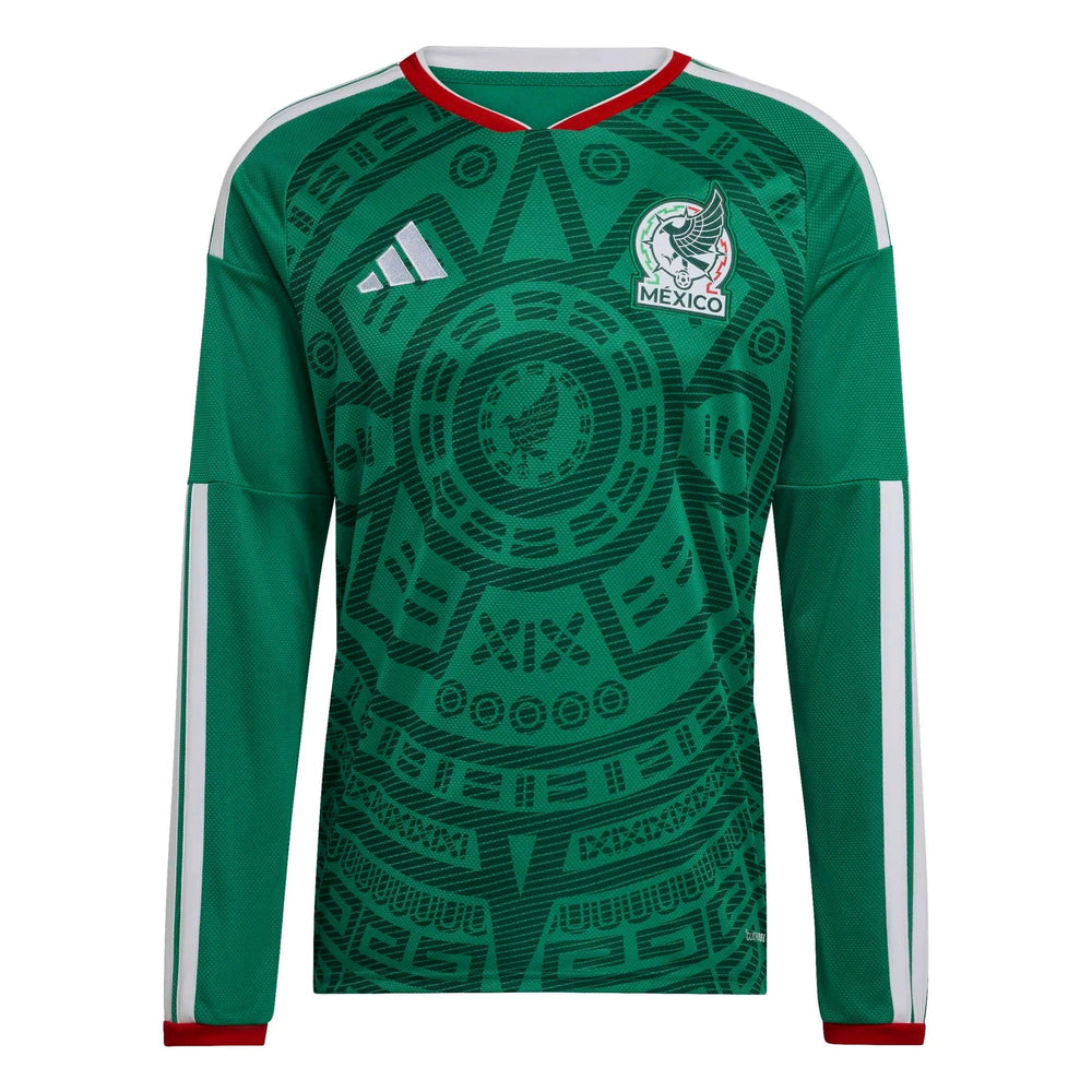 2026 Mexico Men's Stadium Home Long-Sleeve Soccer Jersey Bold Green - Adidas
