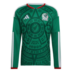 2026 Mexico Men's Stadium Home Long-Sleeve Soccer Jersey Bold Green - Adidas