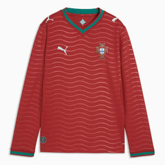 2026 Portugal Youth Stadium Home Long-Sleeve Jersey Club Red-Green Lagoon - Puma