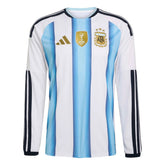 2026 Argentina Men's Stadium Home Long-Sleeve Soccer Jersey White / Icey Blue / Light Blue - Adidas