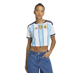 2026 Argentina Women's Stadium Home Cropped Soccer Jersey White / Icey Blue / Light Blue - Adidas