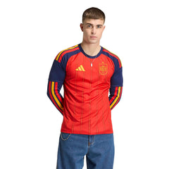 2026 Spain Men's Stadium Home Long-Sleeve Soccer Jersey Vivid Red - Adidas